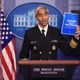 U.S. Surgeon General Vivek Murthy talks to reporters during the daily news conference in the Brady Press Briefing Room at the White House.